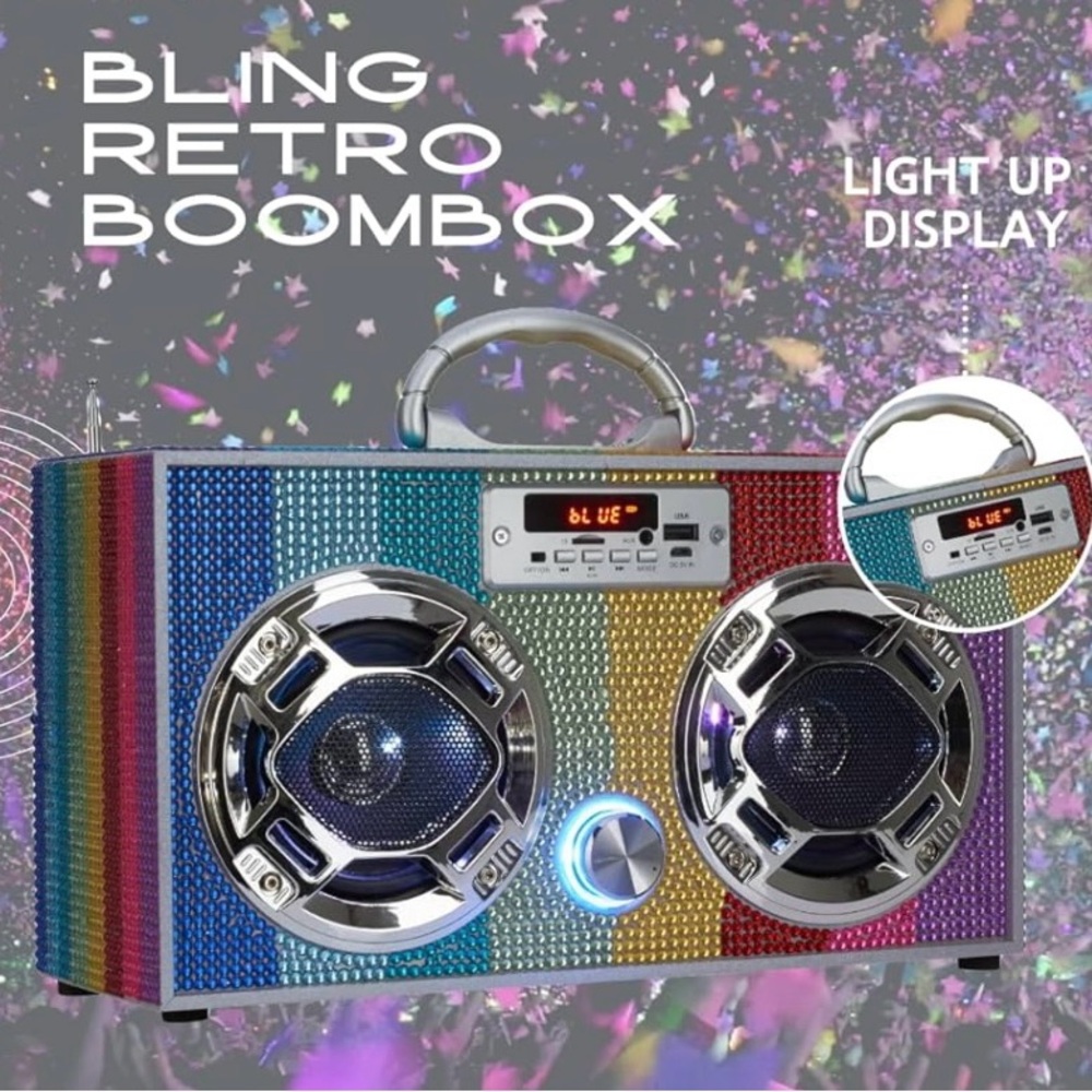 NWT OKKO Bling bass Bluetooth Retro LED speaker ‎ - Multicolor